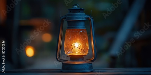 Vintage lantern glowing warmly in the quiet night, evoking a sense of nostalgia and tranquility.