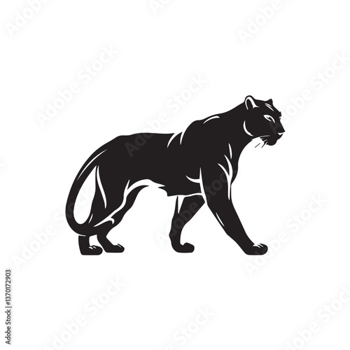 Panther Standing  Vector Animal Illustration Silhouette