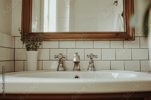 Clean, classic bathroom sink, vintage-inspired
