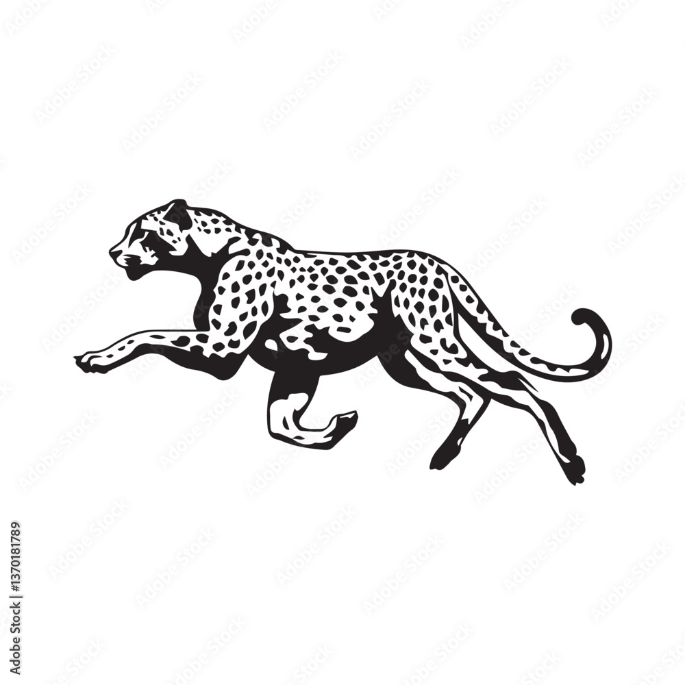 Fototapeta premium Running Cheetah Vector Animal Illustration Silhouette