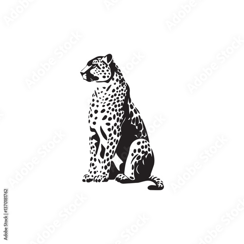 Cheetah Taking Rest Vector Animal Illustration Silhouette