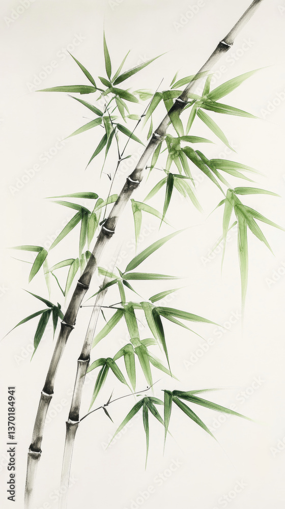 Obraz premium Bamboo Stalks with Leaves