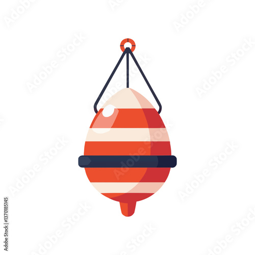Fishing bobber icon with stripes in flat style, vector icons set.