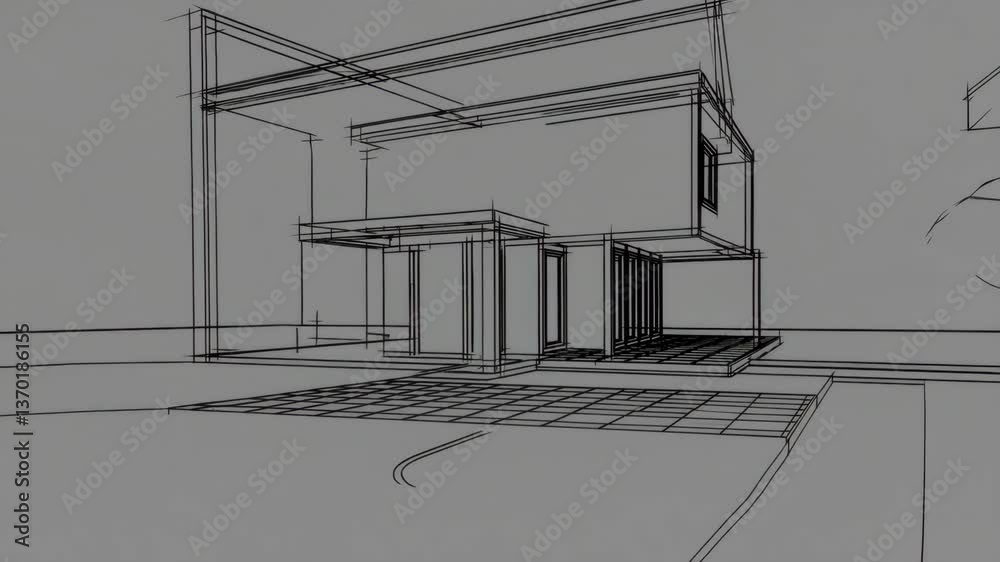 Modern architectural design evolution: transforming blueprint to 3d home concept
