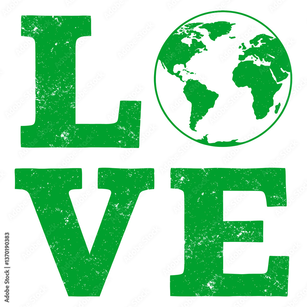 Love Earth graphic design with distressed effect. Love Earth graphic design with distressed effect.