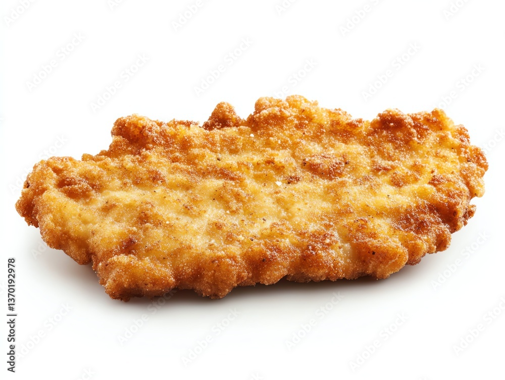 Golden Breaded Cutlet Fried to Perfection on a White Background Golden Breaded Cutlet Fried to Perfection on a White Background