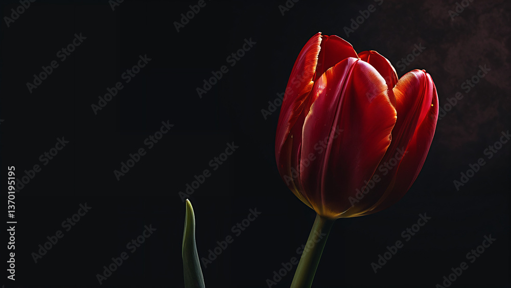 single red tulip on black single red tulip on black