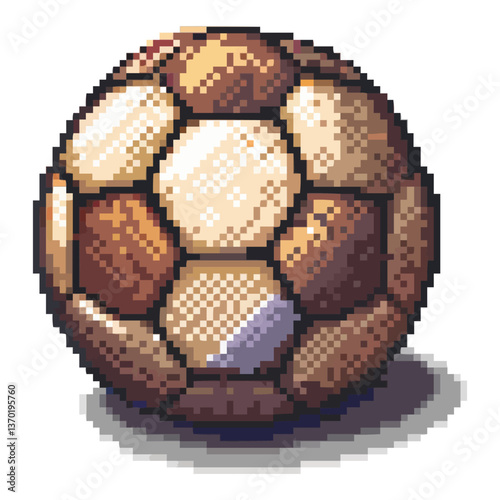 Pixel art soccer ball icon set in flat style - vector.