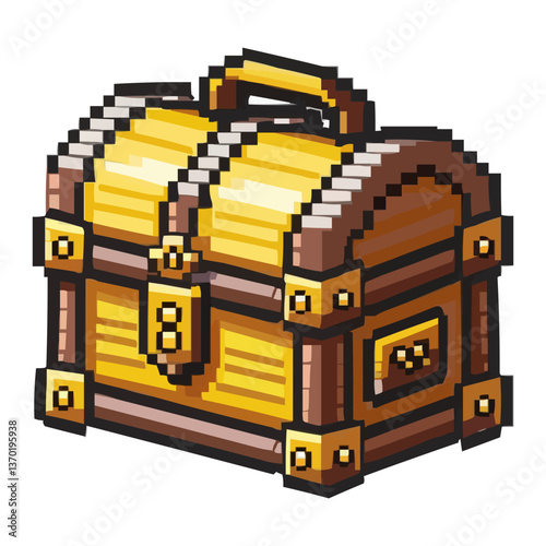 Obraz na płótnie Pixel art treasure chest icon set, flat style, vector. w salonie