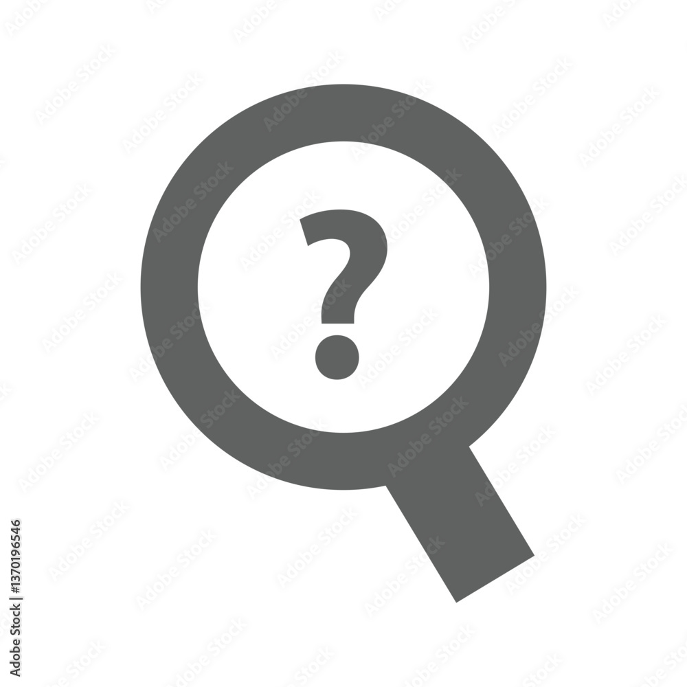 magnifying glass icon question mark on a white background magnifying glass icon question mark on a white background