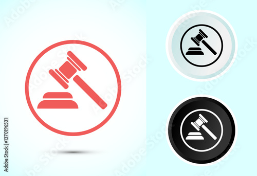 Justice icon design illustration, legal and justice law icon for apps and websites, Color black and white