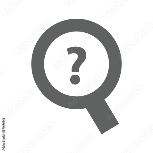 magnifying glass icon question mark on a white background