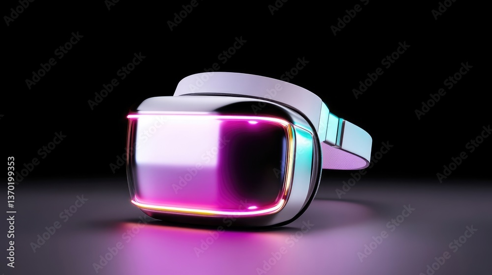 Futuristic VR headset with vibrant neon glow