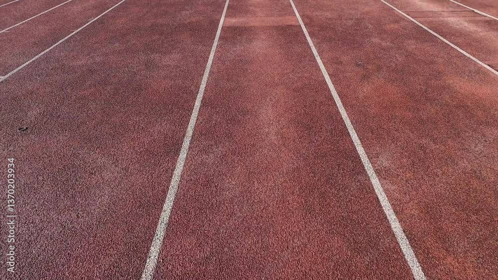 Running track surface close up showing lanes and texture Running track surface close up showing lanes and texture