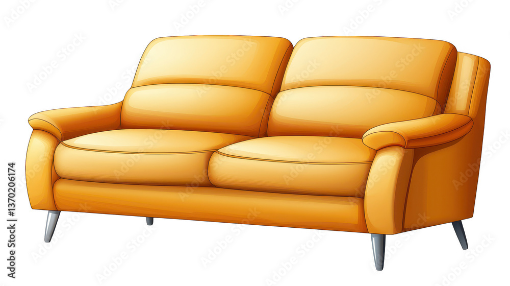 Fototapeta premium Striking yellow leather couch on a black backdrop, modern furniture, minimalist home decor