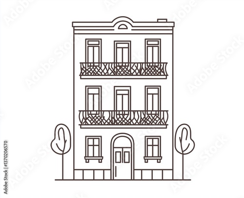 Simple icons of buildings, vector illustration in a line art style, a monochrome icon set on a white background, simple design, 