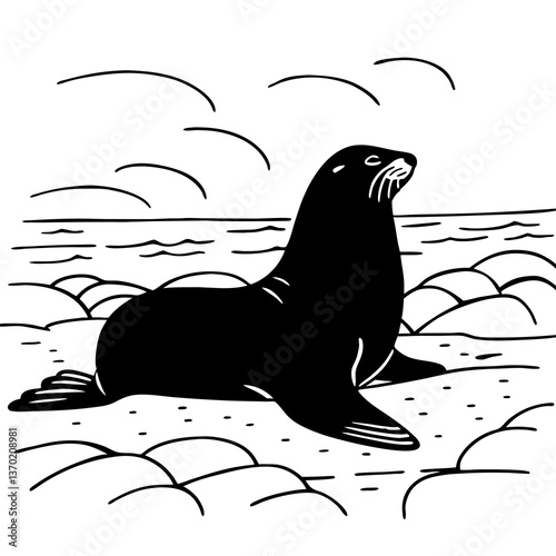 sea lion on the rock