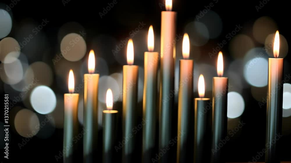 The soft glow of candles casting light against a dark backdrop creates a tranquil ambiance, featuring their warm and flickering flames The soft glow of candles casting light against a dark backdrop creates a tranquil ambiance, featuring their warm and flickering flames