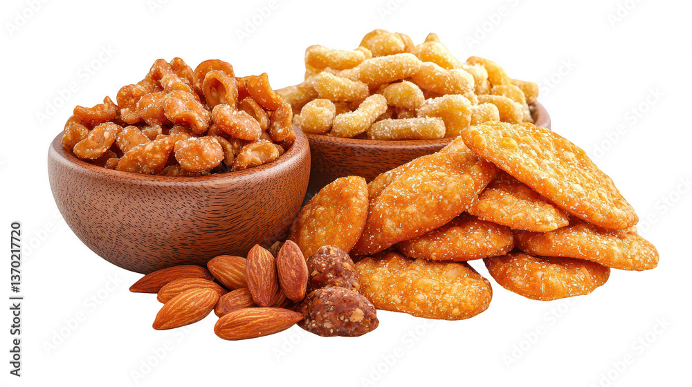 Fototapeta premium Healthy snack, closeup of a bowl of nuts and almonds perfect for nutritious treat
