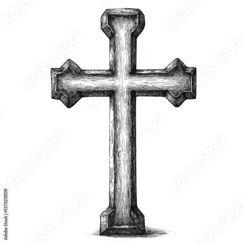 Black and white minimalist Cross symbol – perfect for tattoos, logos, and vector designs. Isolated on a white background.

