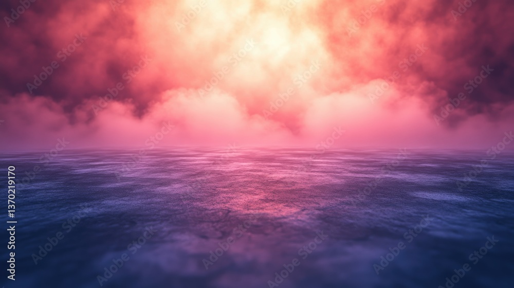 Obraz premium Dramatic Cloudscape with Colorful Light Above Textured Ground Scene