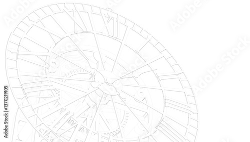 mechanical vintage clock 3d illustration
