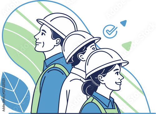 Confident Engineers Looking Ahead - Modern Professional Illustration
