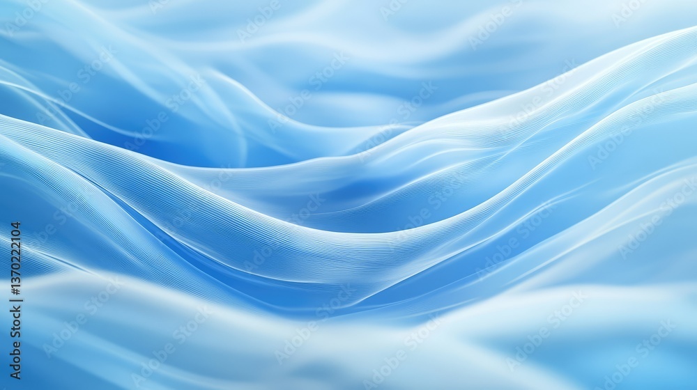 Serene Blue Waves with Gentle Flowing Patterns, Ideal for Backgrounds, Textures, and Calm Imagery for Various Creative Projects