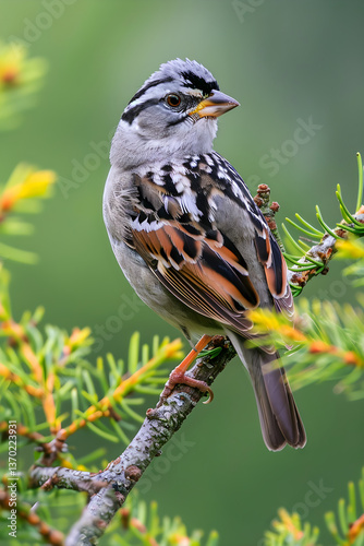 Bold and Captivating - The World of the White-Crowned Sparrow Zonotrichia Leucophrys in Nature's Dome