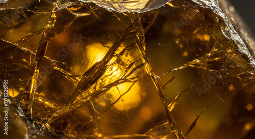 Cracked Topaz: A macro shot capturing the fractured beauty of the gemstone photo