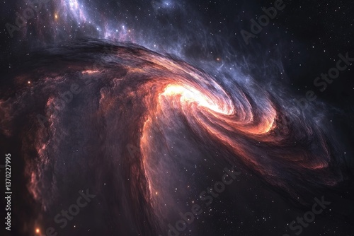 A luminous spiral galaxy in the darkness of the outer space