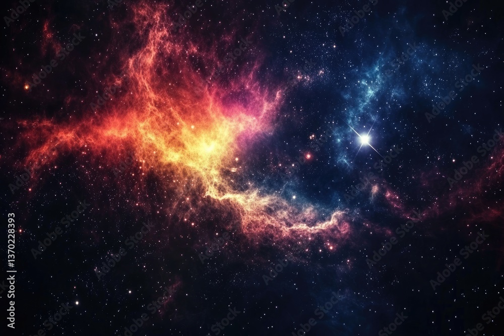 Obraz premium A vibrant nebulous region with stars set in deep space