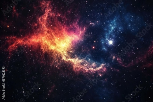 A vibrant nebulous region with stars set in deep space