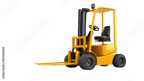 Yellow forklift in warehouse, streamlining logistics and material handling operations