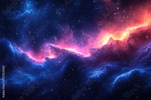 Beautiful cosmic nebula swirling through the vast starry night sky