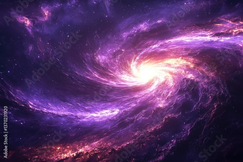 A vibrant spiraling galaxy of glowing stardust and cosmic energy