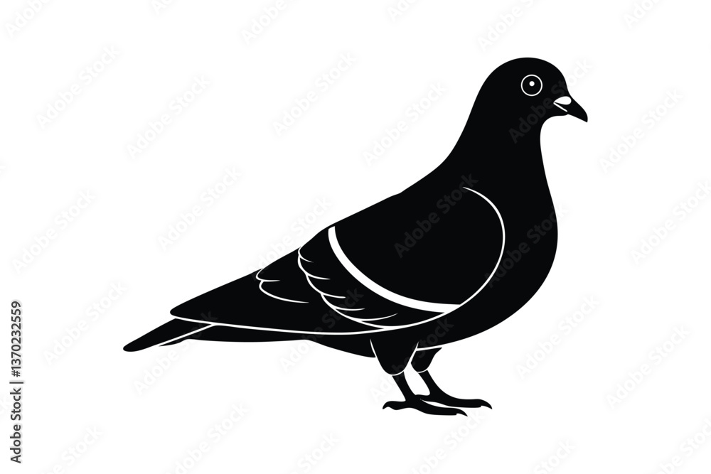 Fototapeta premium Silhouette of a pigeon standing on the ground vector illustration.eps