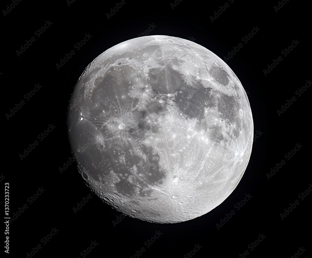 Obraz premium Beautiful full moon illuminating the night sky with intricate surface details in a clear atmosphere