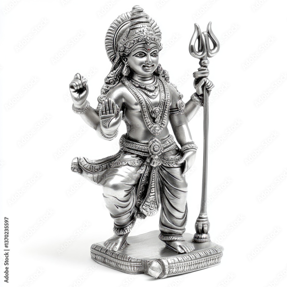 Obraz premium Metal idol of hindu god vishnu detailed craftsmanship spiritual art indoor display sharp features