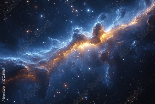 A beautiful galaxy filled with nebulae and luminous bright stars