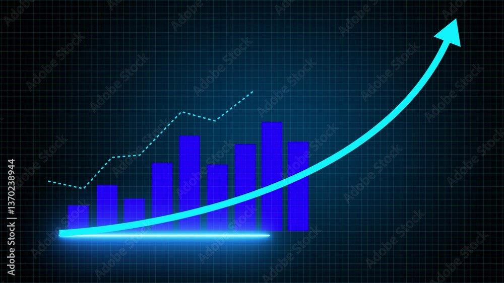 Business growth concept in allusive graph chart showing marketing sales profit increasing to future target . Excellent financial status of corporate business rise up Business growth concept in allusive graph chart showing marketing sales profit increasing to future target . Excellent financial status of corporate business rise up