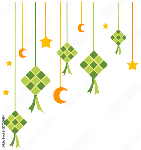 Ketupat food wrap decoration. Editable color vector