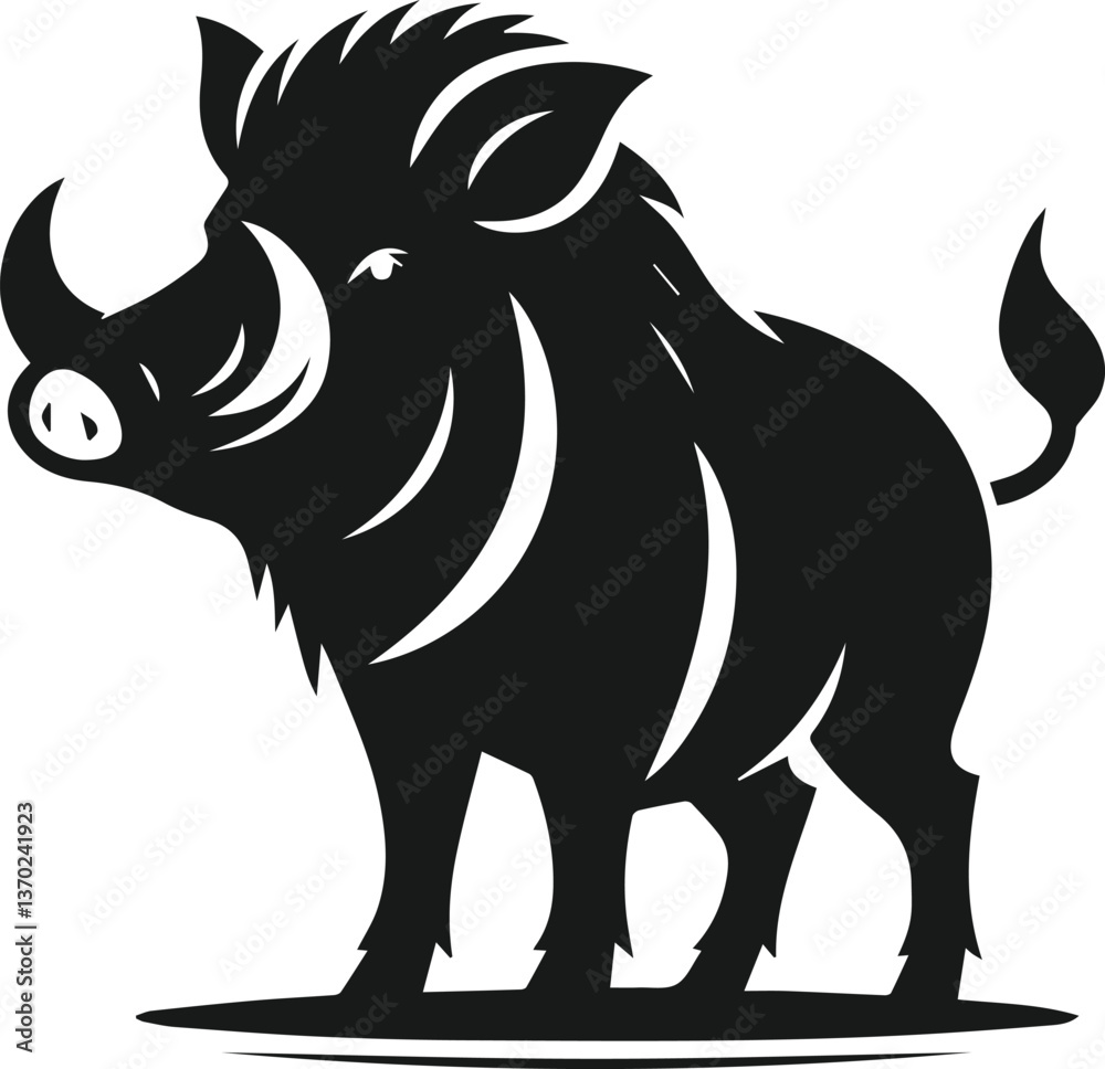 Obraz premium Wild boar animal silhouette vector
