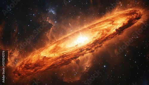 A bright burning stellar formation surrounded by dark interstellar space