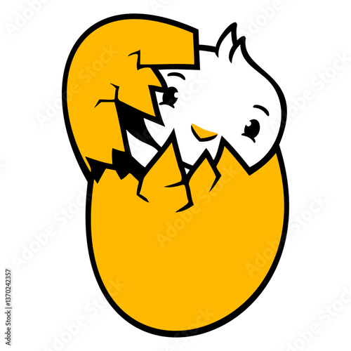 Bird Duck Hatches Egg Easter Easter Egg Baby Child Design Lover Art Vector Illustration Card T-Shirt Poster Sticker Graphic Print Decorative Drawing Isolated Logo Decoration Symbol Creative Cool Style