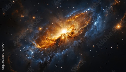 Beautiful bright galaxy of stars and cosmic dust in space