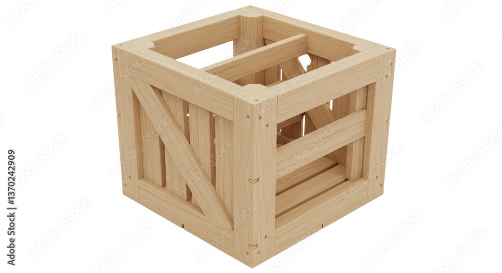 Isolated Open Wooden Crate Isolated Open Wooden Crate