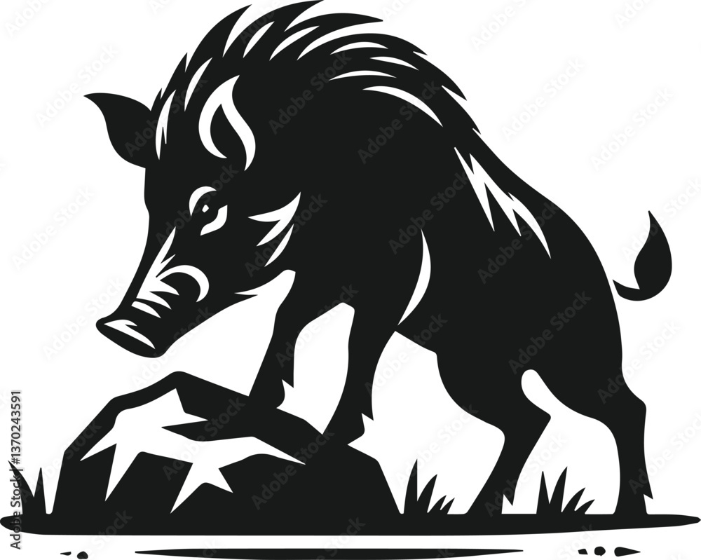 Obraz premium Wild boar animal silhouette vector