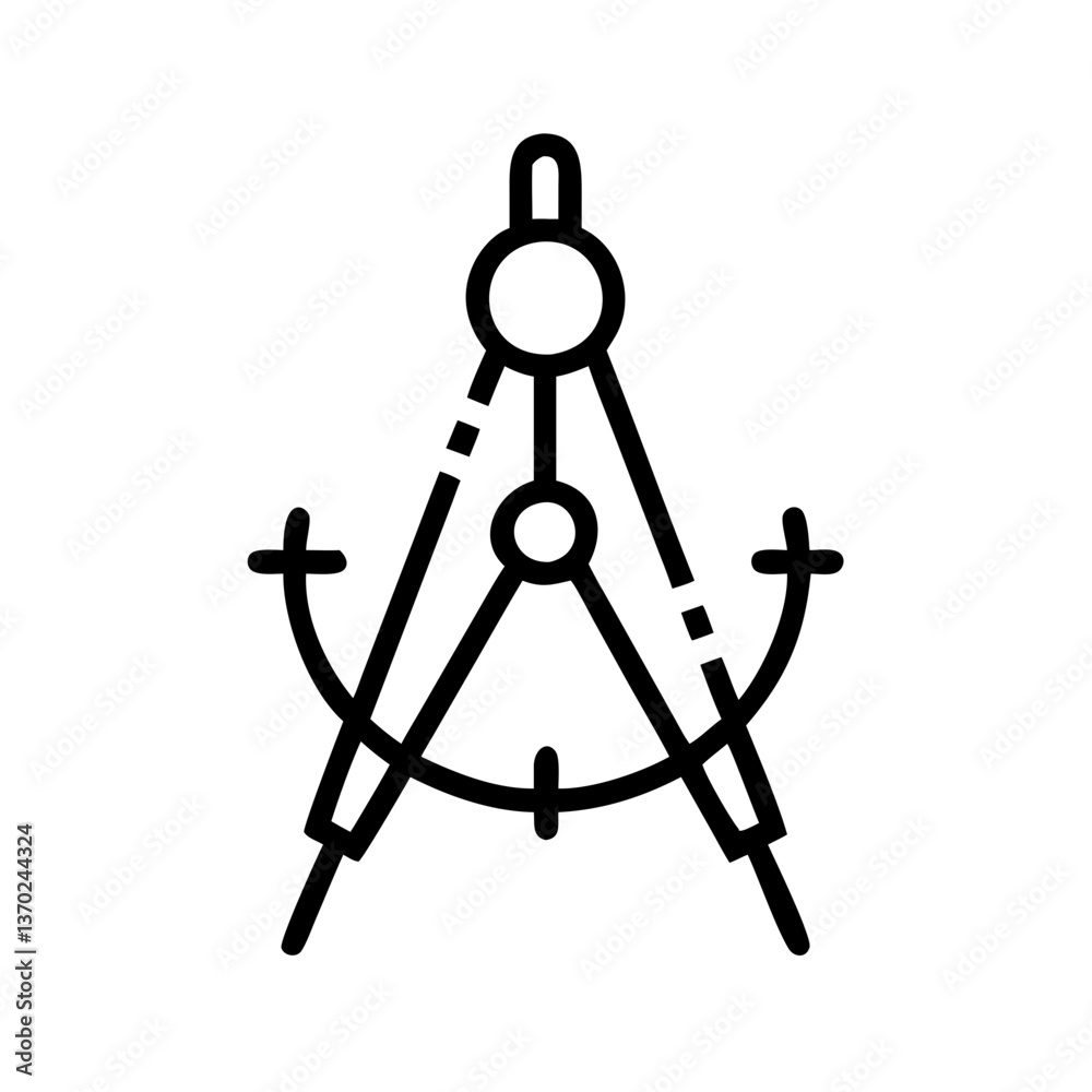 Ancient Compass Icon Design in Black and White Style  