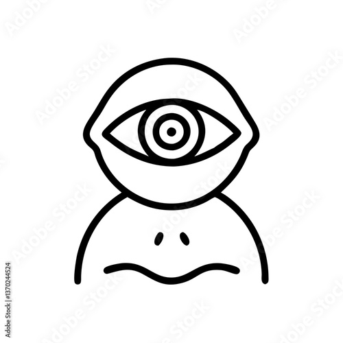 Cyclops icon representing a one-eyed character in line art style  